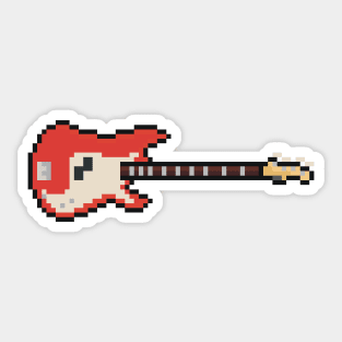 Pixel Vintage Red Bass Guitar Sticker